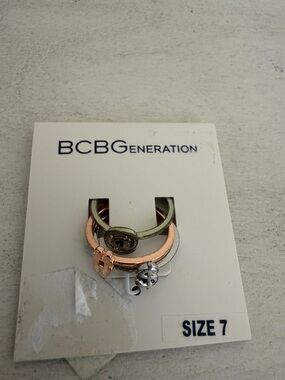 BCBGeneration rose gold, gold and silver stackable rings